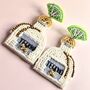 Beaded Tequila Bottle Statement Earrings, thumbnail 3 of 4
