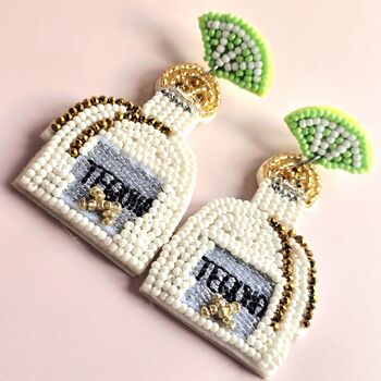 Beaded Tequila Bottle Statement Earrings, 3 of 4