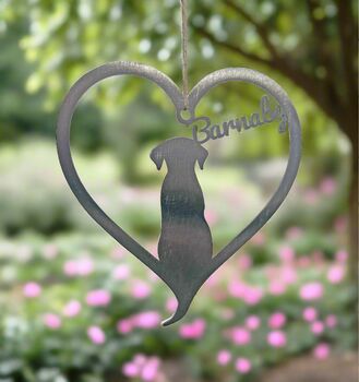 Personalised Dog Silhouette Steel Heart, 3 of 4