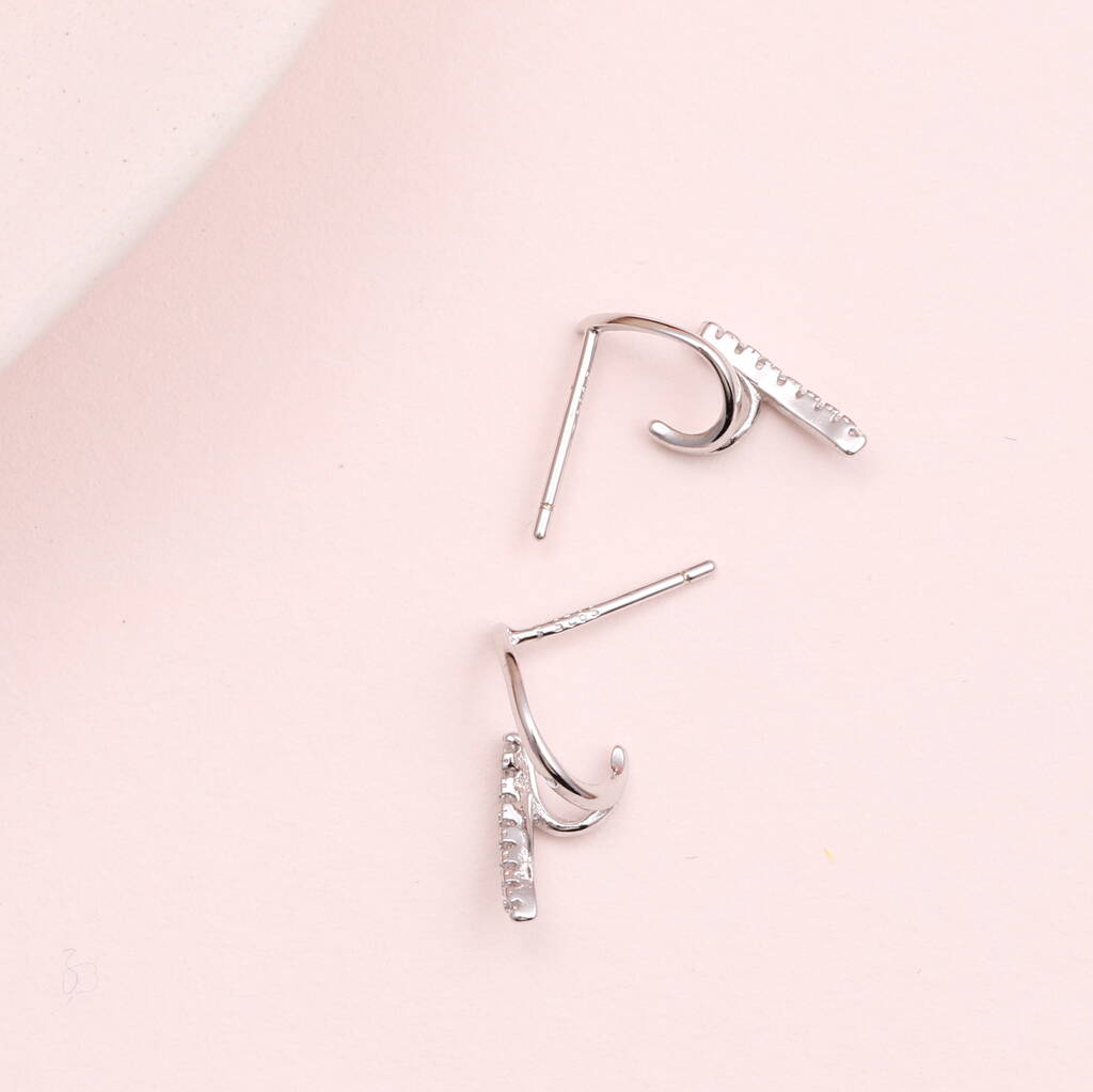 Sterling Silver Curves Earrings Studs By attic