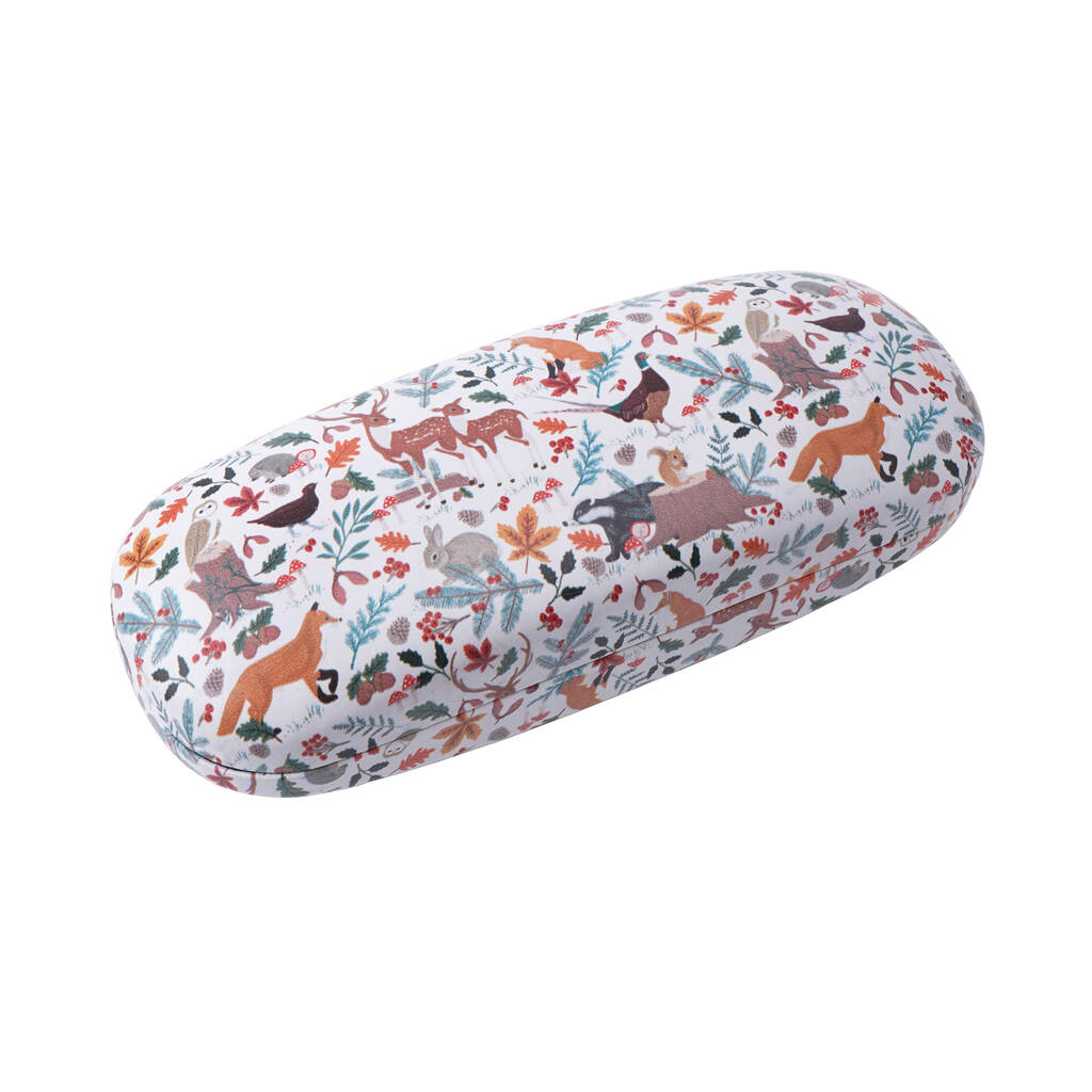 Hard Glasses Case With Cleaning Cloth In Woodland Print, 1 of 4