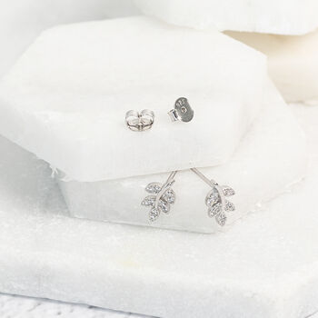 Silver And Cubic Zirconia 50th Birthday Earrings, A Leaf For Every Decade, 4 of 10