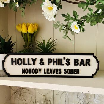 Pub / Bar House Personalised Wooden Double Road Sign, 3 of 7