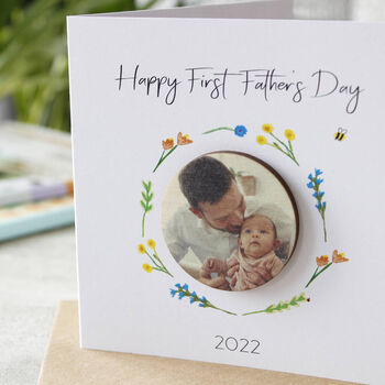 First Father's Day Photo Wooden Magnet Card, 2 of 4