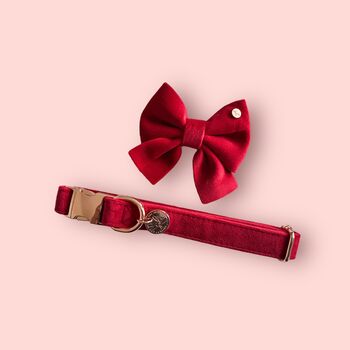 Ruby Velvet Bow Tie, 3 of 4