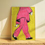 Pink Pyjama Illustrated Fashion Print, thumbnail 1 of 5