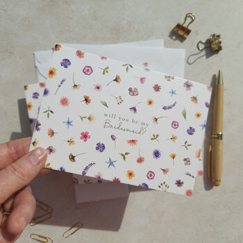Pressed Wildflowers Will You Be My Bridesmaid Card, 11 of 11