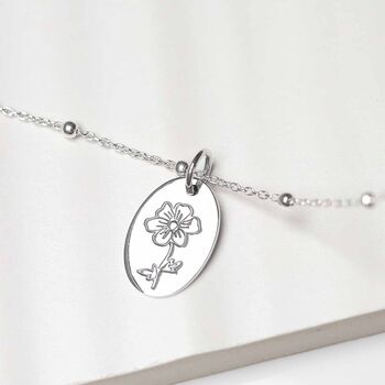Sterling Silver October Birth Flower Necklace, 3 of 8