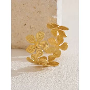 Monaco Fl’or Gold Vintage Buttercup Flower Bangle Bracelet, 2 of 3