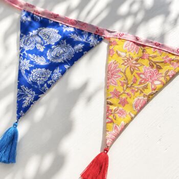 Hand Block Print Bunting With Tassels, 2 of 4