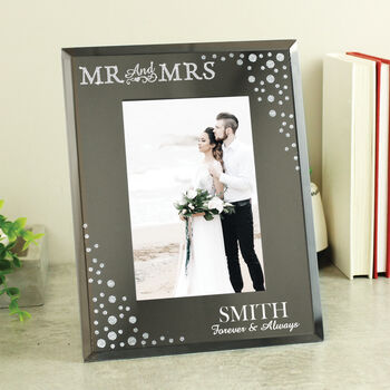 Personalised Mr And Mrs 6x4 Diamante Glass Photo Frame, 3 of 3