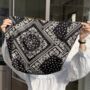 Black Paisley Lightweight Tote Bag With Long Handles, thumbnail 3 of 7