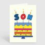 Cute Son Birthday Card Son Candle Cake Birthday Card, thumbnail 2 of 2