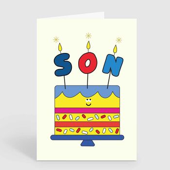 Cute Son Birthday Card Son Candle Cake Birthday Card, 2 of 2