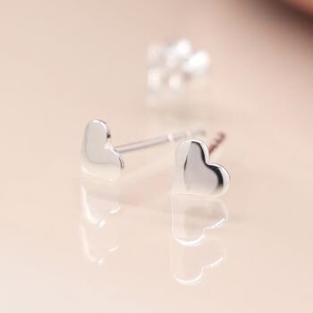 Classic Mini Sterling Silver Heart Stud Earrings, 2 of 7