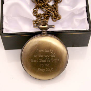Engraved Bronze Pocket Watch Single Opening, 3 of 6