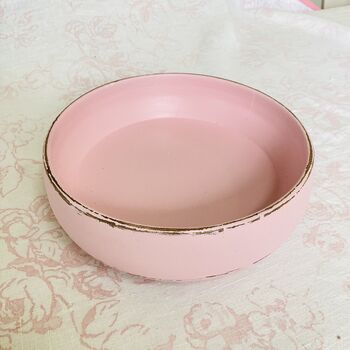 Antique Painted Pink Wooden Fruit Bowl ~ Five, 5 of 6