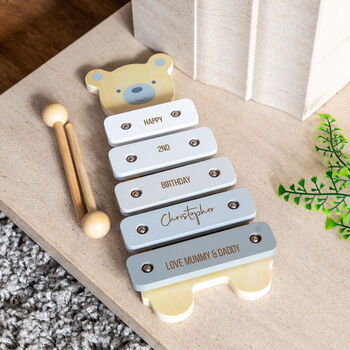 Personalised Wooden Bear Xylophone Toy Birthday Gift, 4 of 6