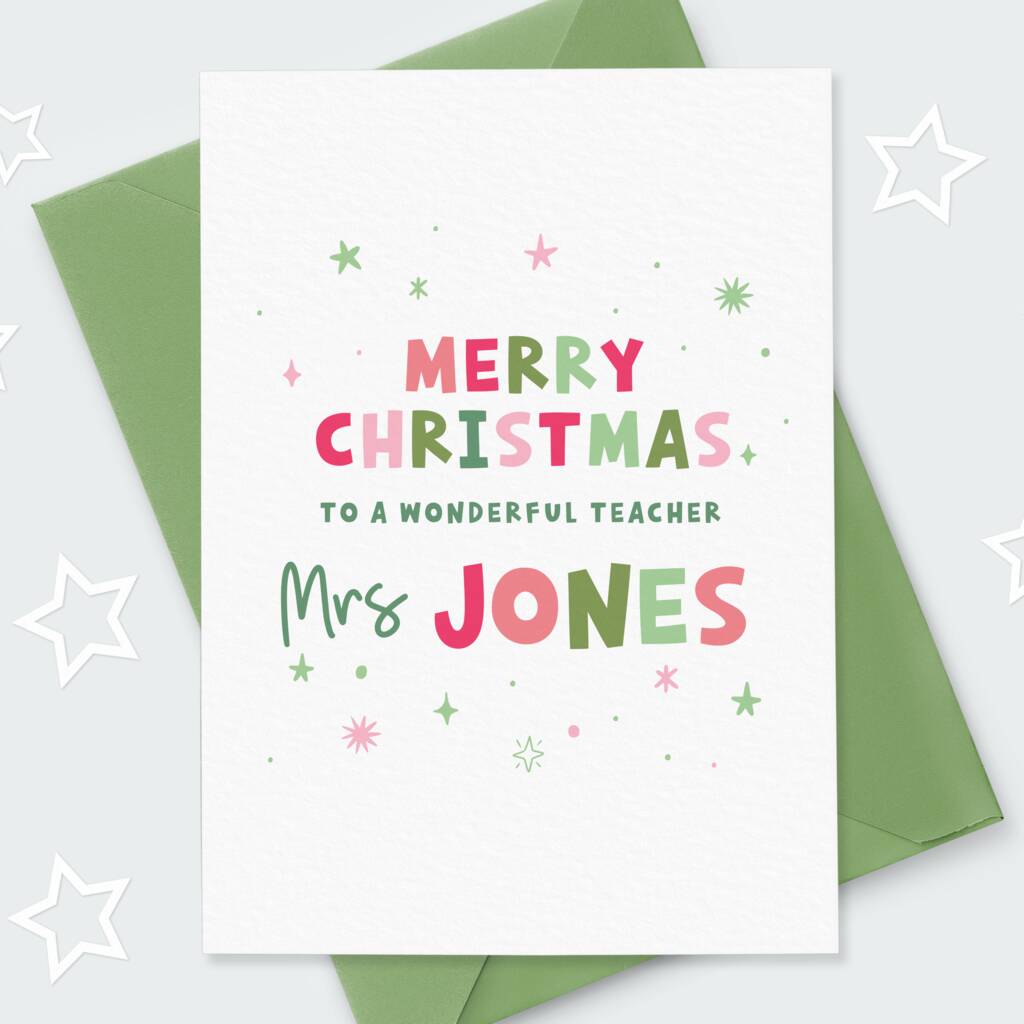 Personalised Wonderful Teacher Christmas Card By Project Pretty