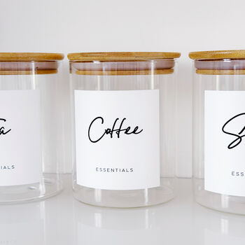 Set Of Tea, Coffee And Sugar Jars With Bamboo Lids, 2 of 9