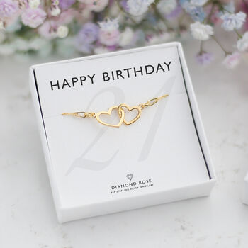 21st Birthday Gift For Her, Interlocking Hearts Love Bracelet, 9 of 10