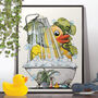 Rubber Duck In The Shower, Funny Toilet Art, thumbnail 1 of 8