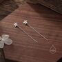 Sterling Silver Forget Me Not Flower Threader Earrings, thumbnail 5 of 10