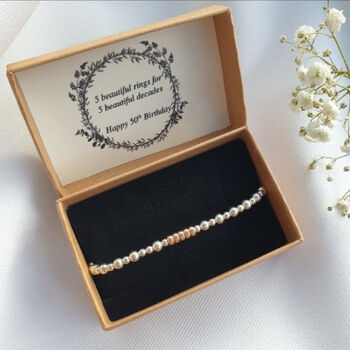Sterling Silver 925 Milestone 30 40 50 60 70 80 90 Yellow Rose Gold Bead Birthday Bracelet, 8 of 9