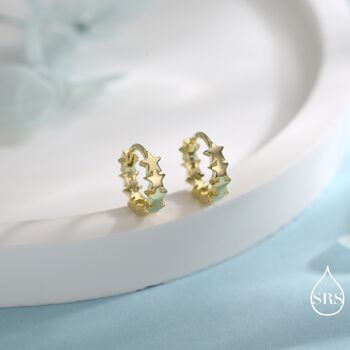 Star Motif Huggie Hoop Earrings In Sterling Silver, 5 of 12