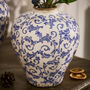 Solene Blue Botanical Round Vase, thumbnail 3 of 6