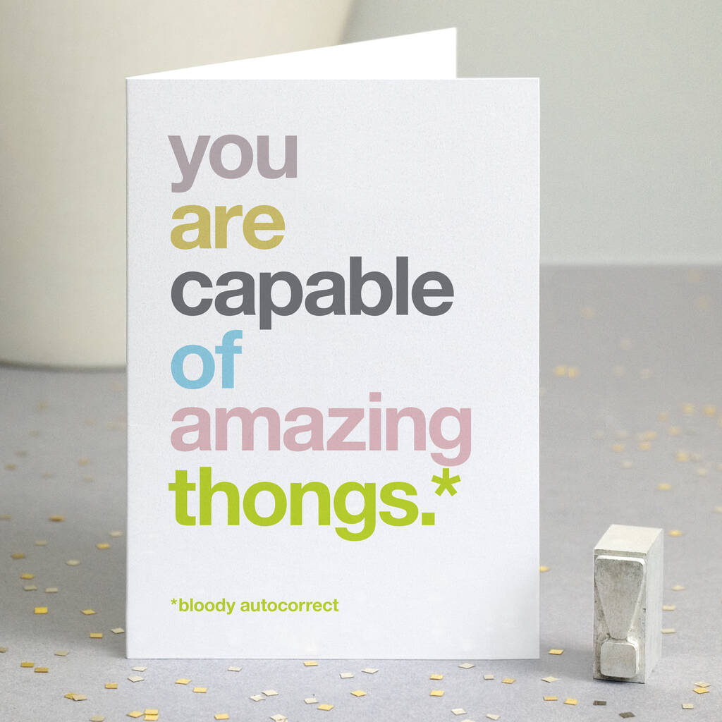 Funny Autocorrect Good Luck Or Congratulations Card By Wordplay Design |  