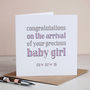 Congratulations, Personalised Baby Card, thumbnail 1 of 3
