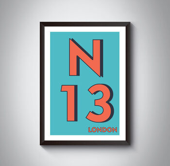 N13 Palmer's Green London Postcode Typography Print, 4 of 10