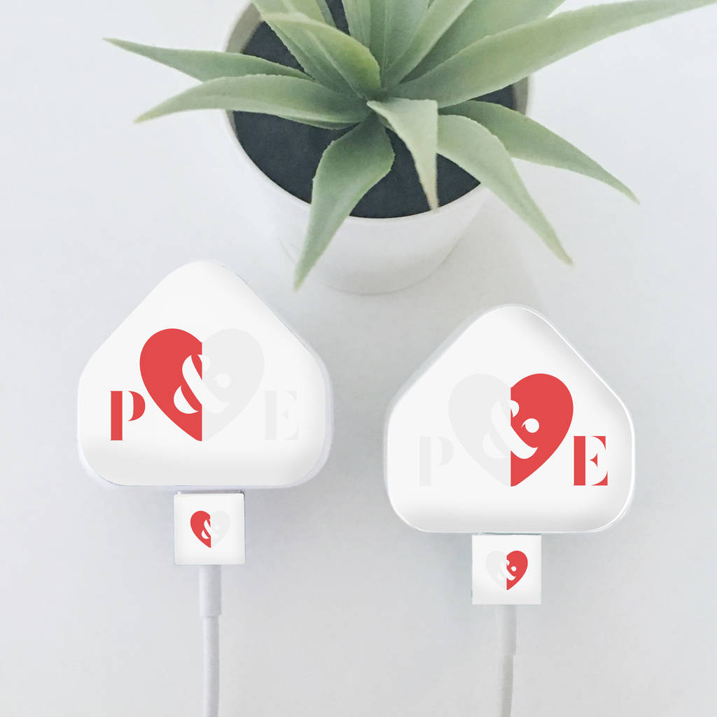 Heart Initial Charger Sticker Compatible With iPhone By Nutmeg Wall