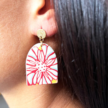 Red And White Statement Drop Earrings, 2 of 4