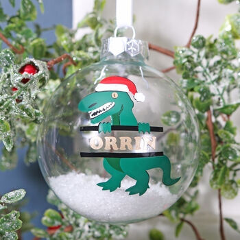 Personalised Dinosaur T Rex Christmas Tree Bauble, 2 of 3
