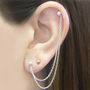 Silver Double Ball Chain Drop Ear Cuff Earrings, thumbnail 1 of 3