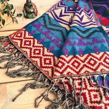 Fair Trade Handwoven Recycled Purple Blanket, 8 of 8