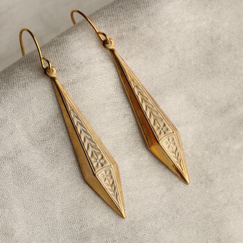 Gold Floral Drop Earrings, 2 of 6