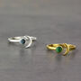 Sterling Silver Moon And Birthstone Open Ring, thumbnail 3 of 9