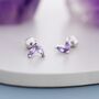 Amethyst Purple Cz Marquise Leaf Duo Barbell Earrings, thumbnail 1 of 10