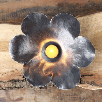 Botanical Flower Candle Bowls. Hand Forged Iron Candle Holders, Limited Edition, 4 of 8