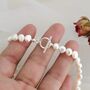 Loretta White Ivory Silver Pearl Drop Jewel Lock Gift Necklace, thumbnail 4 of 5