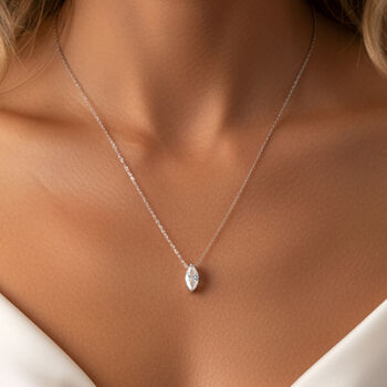 Gold Or Silver Women’s Dainty Marquise Stone Necklace, Christmas Jewellery Gift For Her, 3 of 6