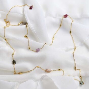 Sterling Silver Gold Plated Rainbow Tourmaline Necklace, 4 of 5