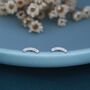 Sterling Silver Cz Tiny Curved Bar Stud Earrings, thumbnail 4 of 12