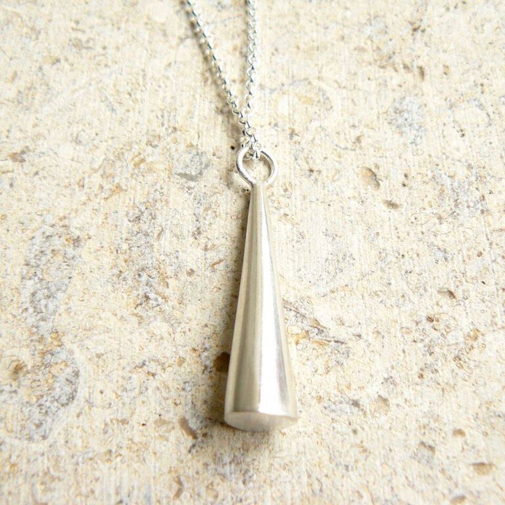 silver large cone pendant necklace by lime tree design