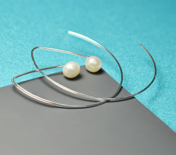 Handmade Sterling Silver Hoops With Pearl, 3 of 8