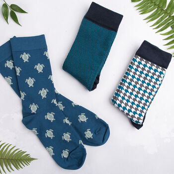 Men's Ethical Turtle Print Socks, 2 of 4