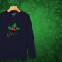 Glittery Holly Personalised Christmas Jumper Sweatshirt For Girls And Boys, thumbnail 2 of 10